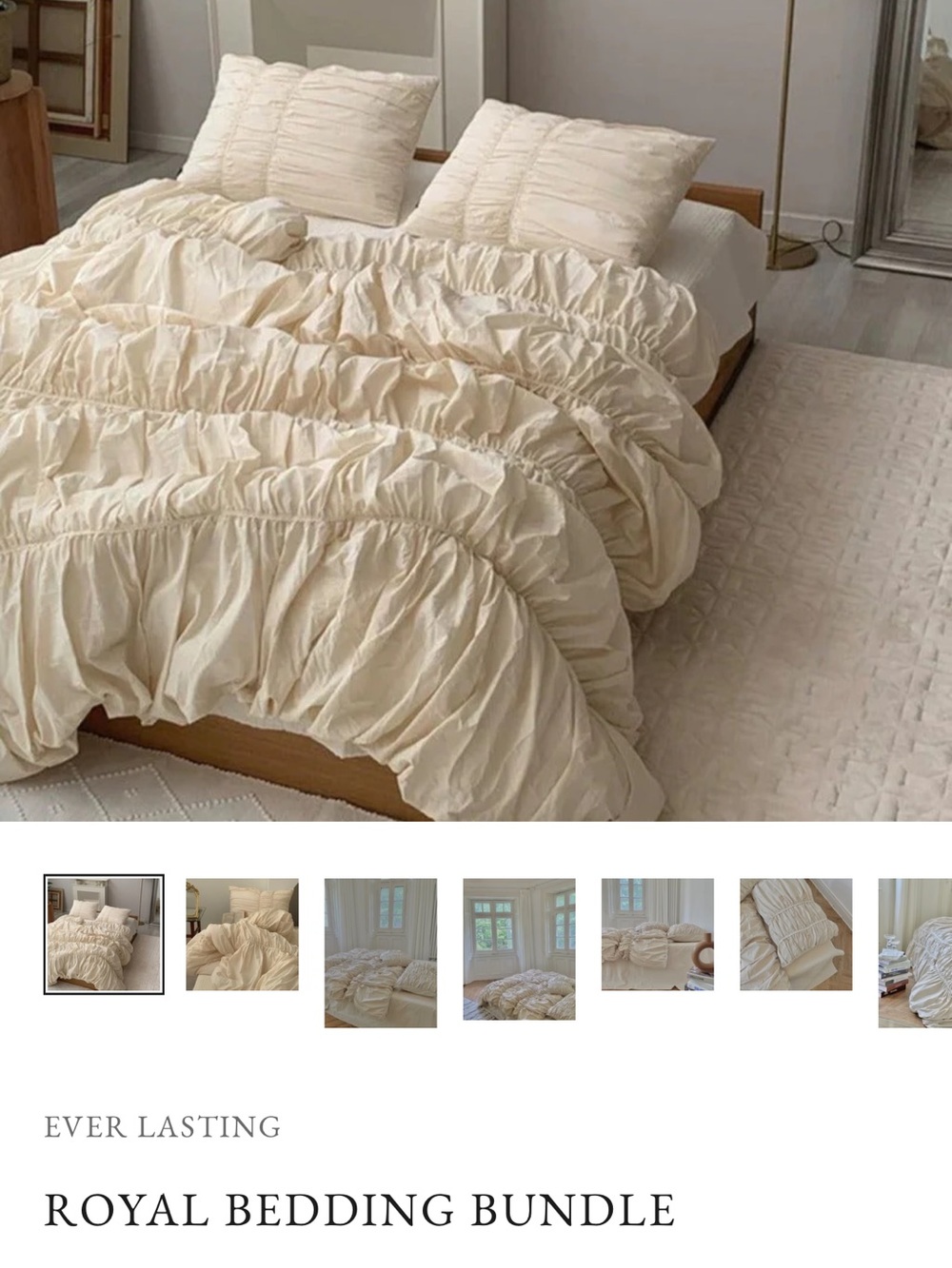 Cream Ruffled Comforter Set - Elegant Textured Bedding